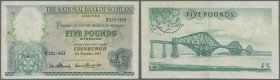 Scotland: The National Bank of Scotland Limited 5 Pounds 1957 P. 262, lightly stained paper, stronger center fold, light creases in paper, still stron...