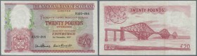 Scotland: The National Bank of Scotland Limited 20 Pounds 1957 P. 263, vertically and horizontally folded, one of the folds with light stain on back, ...