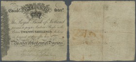 Scotland: The Royal Bank of Scotland 20 Shillings ND(1807) P. 296, highly rare early issue, folded, stained with border wear, but only one tiny center...