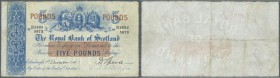 Scotland: The Royal Bank of Scotland 5 Pounds 1935 P. 137b, used with vertical and horizontal folds with light staining on back, creases in paper but ...