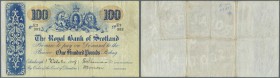 Scotland: The Royal Bank of Scotland 100 Pounds 1949 P. 320b, highly rare high denomination, several vertical and horizontal folds with light stain on...