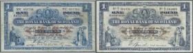 Scotland: The Royal Bank of Scotland set of 2 notes containing 1 Pound 1928 P. 321 (F) and 1 Pound 1938 P. 322a (F+), nice set. (2 pcs)