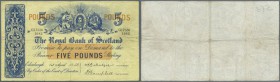 Scotland: The Royal Bank of Scotland 5 Pounds 1958 P. 323c, used with several folds, light staining on back and a pencil writing at upper right, no ho...
