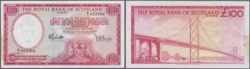 Scotland: The Royal Bank of Scotland 100 POunds 1969 P. 333a, very rare high deomination, light center fold, dints from handling in paper, corner fold...