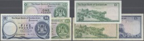 Scotland: The Royal Bank of Scotland PLC set of 3 different notes containing 1 Pound 1984 P. 341b (UNC), 1 Pound 1986 P. 341Aa (F) and 5 Pounds 1986 P...