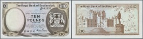 Scotland: The Royal Bank of Scotland PLC 10 Pounds 1985 P. 343a with a light center fold and a light corner bend at upper right, 2 very tiny stain dot...
