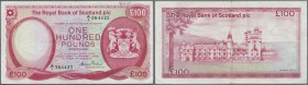 Scotland: The Royal Bank of Scotland PLC 100 Pounds 1985 P. 345, used with several folds and a pen writing at upper right on front, but no holes or te...