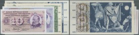 Switzerland: set of 4 different banknotes containing 10 Franken 1965 P. 45k (UNC), 20 Franken 1976 P. 46w (aUNC), 50 Franken 1964 P.48d (VF-), 100 Fra...
