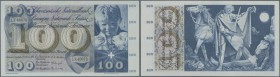 Switzerland: 100 Franken 1956 P. 49a, rare note with date 25.10.1956, as first issuing date, rarely seen as PMG graded note in condition: PMG 58 CHOIC...