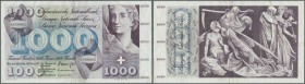 Switzerland: 1000 Franken 10.02.1971, serial # 5H28062, P.52j(3), used condition with a number of folds and stains, small tear at upper left center. C...