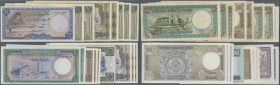 Syria: large high value set of 24 banknotes containing 100 Pounds 1958 P. 91a (1x F+, 1x VF), 100 Pounds 1962 P. 91b (1x VF, 2x VF- to F+), 500 Pounds...
