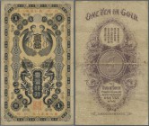 Taiwan: 1 Yen in Gold ND(1904) P. 1911. A rare note in used condition with several folds and 3 tiny pinholes in paper but without any tears or other d...