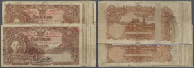 Thailand: set of 14 banknotes 10 Baht 1935 P. 24, all notes nearly the same condition, a but stronger used with mostly a stronger center fold, some bo...