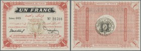 Tunisia: 1 Franc 1918 P. 36e in crisp original condition: UNC.