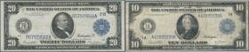 USA: set of 4 different large size banknotes containing 1 Dollar 1923 ”Silver Certificate” in used condition with folds but still crisp paper (VF-), 5...