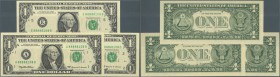 USA: very rare set with 3 x 1 Dollar notes, series 1999, P.504, one with letter ”A” for Boston and with serial number A88888108B, second one with lett...