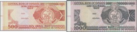 Vanuatu: set of 6 banknote Proofs of 100 Vatu, 500 Vatu and 1000 Vatu ND P. 1(p), 2(p), 3(p). This set contains 2 proofs of every denomination. The fi...