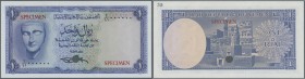 Yemen Arab Republic: 1 Rial ND Color Trial P. 6ct with two red ”Specimen” overprints on front, one hole cancellation and zero serial numbers. While th...