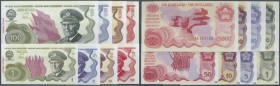 Yugoslavia: rare set of 8 different UNISSUED banknotes with portrait of Tito at right and red overprint ”Probni Otisak” at left border containing the ...