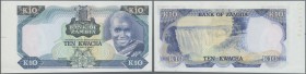 Zambia: 10 Kwacha ND Proof of P. 17(p), printed without serial numbers and signatures, large margin at left, vertical border fold at right, otherwise ...