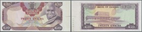 Zambia: 20 Kwacha ND Proof of P. 18(p), printed without serial number and signatures, large margin at right, crisp and colorfresh, just some slight ha...