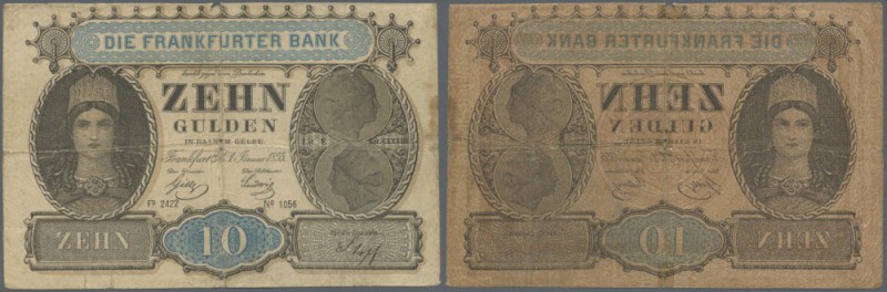 Frankfurt: 10 Gulden 1855, PiRi A81 mit stärkeren Gebrauchsspuren und kleinem Lo...
