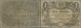 Hessen-Darmstadt: 1 Gulden 1848, PiRi A103 in gebrauchter Erhaltung mit Gebrauchsspuren, aber ohne Risse oder Löcher. Erhaltung: F