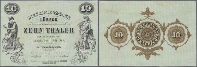 Lübeck: 10 Thaler 1865 (Blanco ohne Serie), PiRi A145 in sehr schöner Erhaltung ...