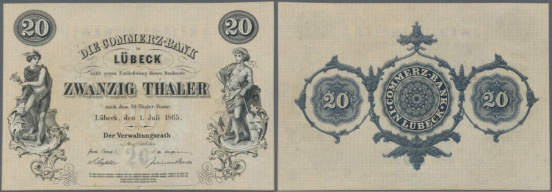 Lübeck: 20 Thaler 1865 (Blanco ohne Serie), PiRi A146 in kassenfrischer Erhaltun...