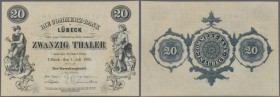 Lübeck: 20 Thaler 1865 (Blanco ohne Serie), PiRi A146 in kassenfrischer Erhaltung