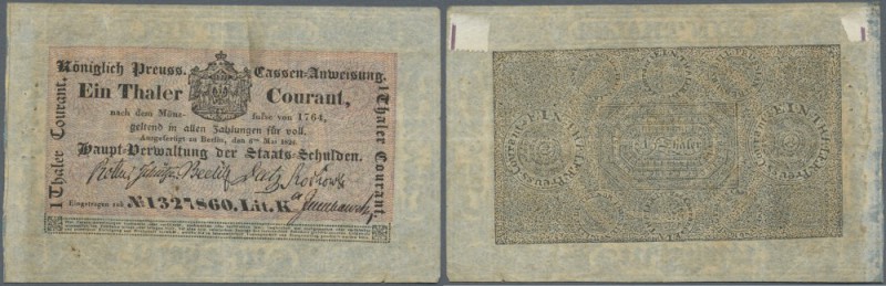 Preussen: 1 Thaler Courant 1824, PiRi A208 in gebrauchter Erhaltung mit Nadellöc...