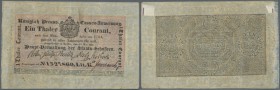 Preussen: 1 Thaler Courant 1824, PiRi A208 in gebrauchter Erhaltung mit Nadellöchern links und Kleberesten auf der Rückseite. Erhaltung: F