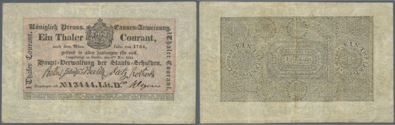 Preussen: 1 Thaler Courant 1824, PiRi A208 in hübscher Gebrauchserhaltung ohne n...