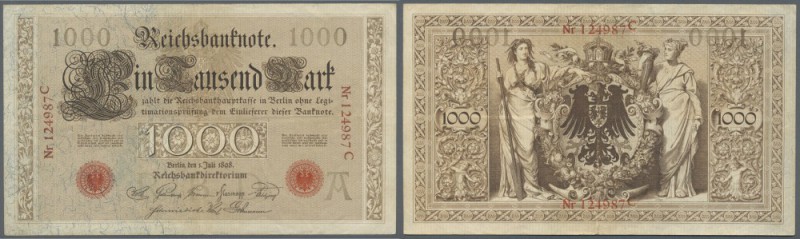 1000 Mark, 1.7.1898, Ro.18, Set von 14 Banknoten, zwei davon in Erhaltung VF mit...