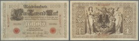 1000 Mark, 1.7.1898, Ro.18, Set von 14 Banknoten, zwei davon in Erhaltung VF mit Mittelfalte, aber ohne Löcher oder Risse, 12 davon in Erhaltung F mit...