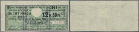 Zinskupon der Kriegsanleihe 1918, Serie Q zu 12,50 Mark, Ro.61c in stärker gebrauchter Erhatung F