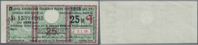 Zinskupon der Kriegsanleihe 1918, Serie Q zu 25 Mark, Ro.61d in leicht gebrauchter Erhaltung XF