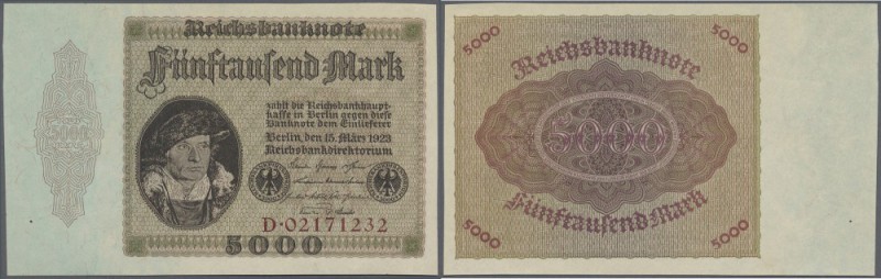 5000 Mark 1923 ohne Überdruck, Ro.86, in kassenfrischer Erhaltung // Germany: 50...