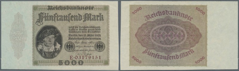 5000 Mark 1923, Ro.86 mit leichten Falten im Papier und kleinem Einschnitt am li...