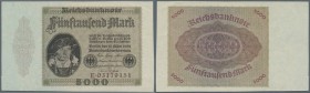 5000 Mark 1923, Ro.86 mit leichten Falten im Papier und kleinem Einschnitt am linken Rand. Erhaltung: XF