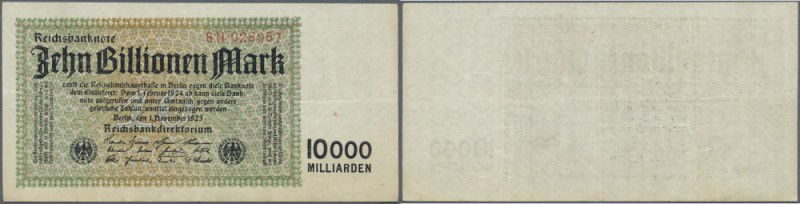 10 Billionen Mark 1923, Serie ”H”, Ro.128f in schöner Gebrauchserhaltung mit dre...