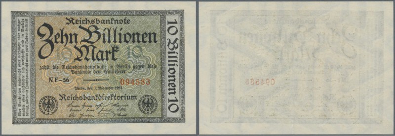 10 Billionen Mark 1923, Ro.129a in gebrauchter und geschönter Erhaltung (gepress...