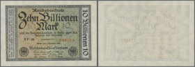10 Billionen Mark 1923, Ro.129a in gebrauchter und geschönter Erhaltung (gepresst). Erhaltung: F+