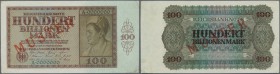 100 Billionen Mark 1924 MUSTER mit Serie 0000000, Ro.137M mit kleinen Knickstellen an den Ecken, sonst tadelloser Zustand