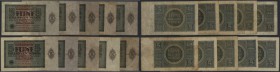 5 Billionen Mark 1924, Ro.138, Set von 10 Banknoten in gebrauchter Erhaltung mit Knickstellen, Flecken, eine Note beschnitten. Sicher ein einmaliges S...