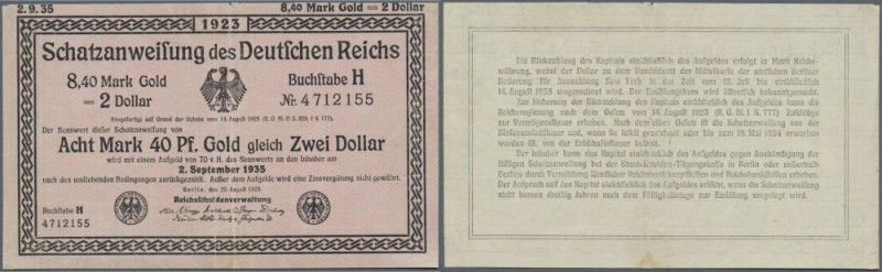 Schatzanweisung der Reichsschuldenverwaltung über 8,40 Mark Gold, Ro.152 in gebr...