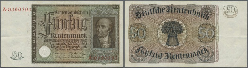 50 Rentenmark 1934 Freiherr vom Stein, Ro.165 in sehr schöner, sauberer gebrauch...