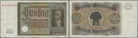 50 Rentenmark 1934 Freiherr vom Stein, Ro.165 in sehr schöner, sauberer gebrauchter Erhaltung mit einigen Knicken, aber ohne Flecken. Erhaltung: VF