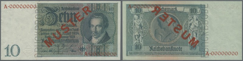10 Reichsmark 1929 MUSTER mit KN A00000000, Perforation ”Druckprobe”, Ro.173M in...