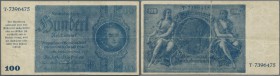 100 Reichsmark der Notausgaben 1945 für Graz, Linz und Salzburg, sog. Schörner-Schein, Ro.182 in stärker gebrauchter Erhaltung mit einigen Knicken und...